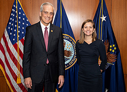 VA Secretary Denis McDonough (left) Jessica Cleveland, MSOR, AAAS Science & Technology Policy Fellow (right)