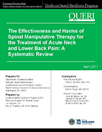 The Effectiveness and Harms of Spinal Manipulative Therapy for the Treatment of Acute Neck and Lower Back Pain: