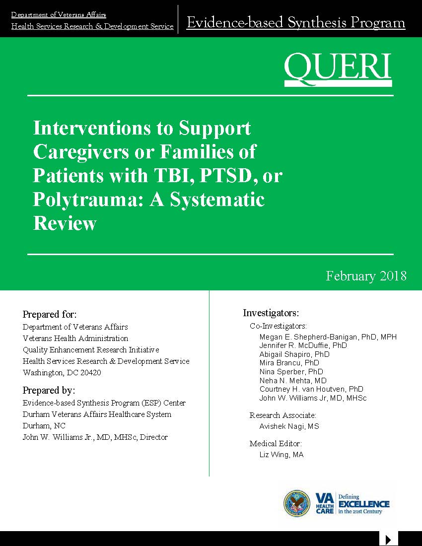 Interventions to Support Caregivers or Families of Patients with TBI, PTSD, or Polytrauma: A Systematic Review