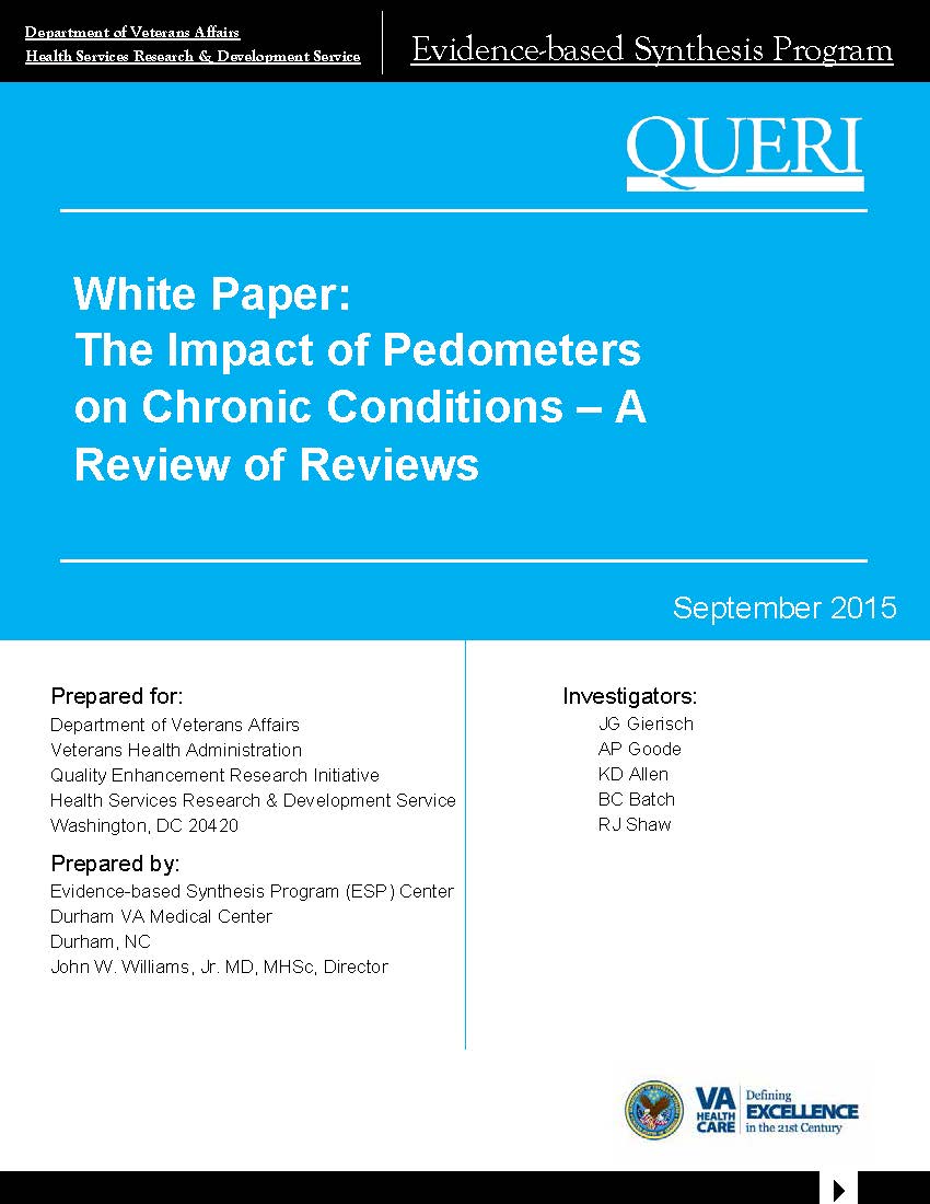 White Paper: The Impact of Pedometers on Chronic Conditions â€“ A Review of Reviews