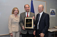 Durham VA Medical Center Director DeAnne Seekins with Dr. Hayden Bosworth and Dr. David Atkins