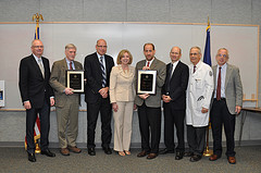 Dr. John Whited, Dr. John Shelburne, Dr. Eugene Oddone, Medical Center Director DeAnne Seekins, Dr. Hayden Bosworth, Dr. David Atkins, Dr. J. Brice Weinberg, and Dr. Morris Weinberger