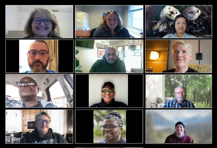 Pain/Opioid CORE engagement staff (top left and top middle) and members of the CORE’s Veteran Engagement Panel.